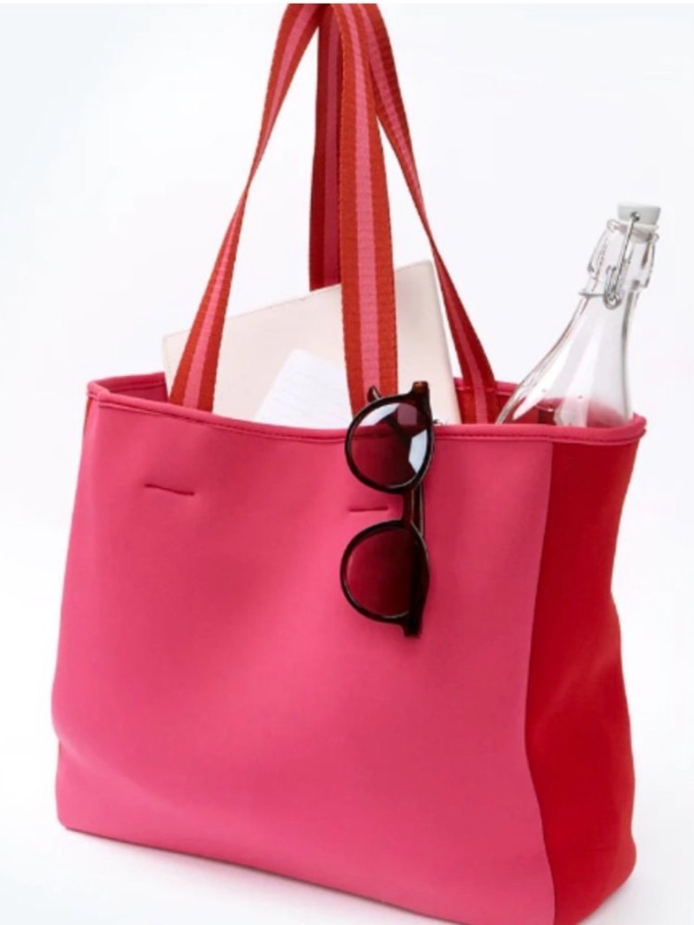 BNWT SUMMERSALT Pink Tote with Striped Handles